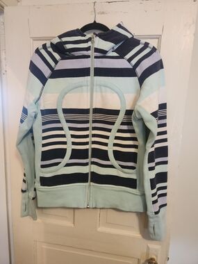 lululemon athletica Striped Hoodie in Light Blue and Gray